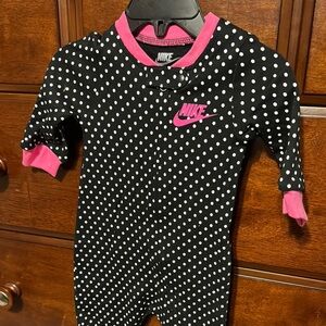 Nike Black and Pink Footies One Piece with Polka Dots